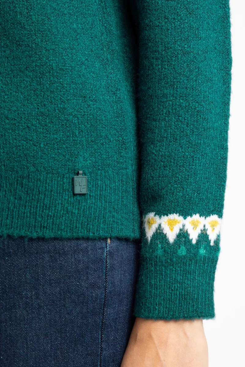 Weirdfish Lowell Eco Fair Isle Jumper Womens in Deep Teal-7