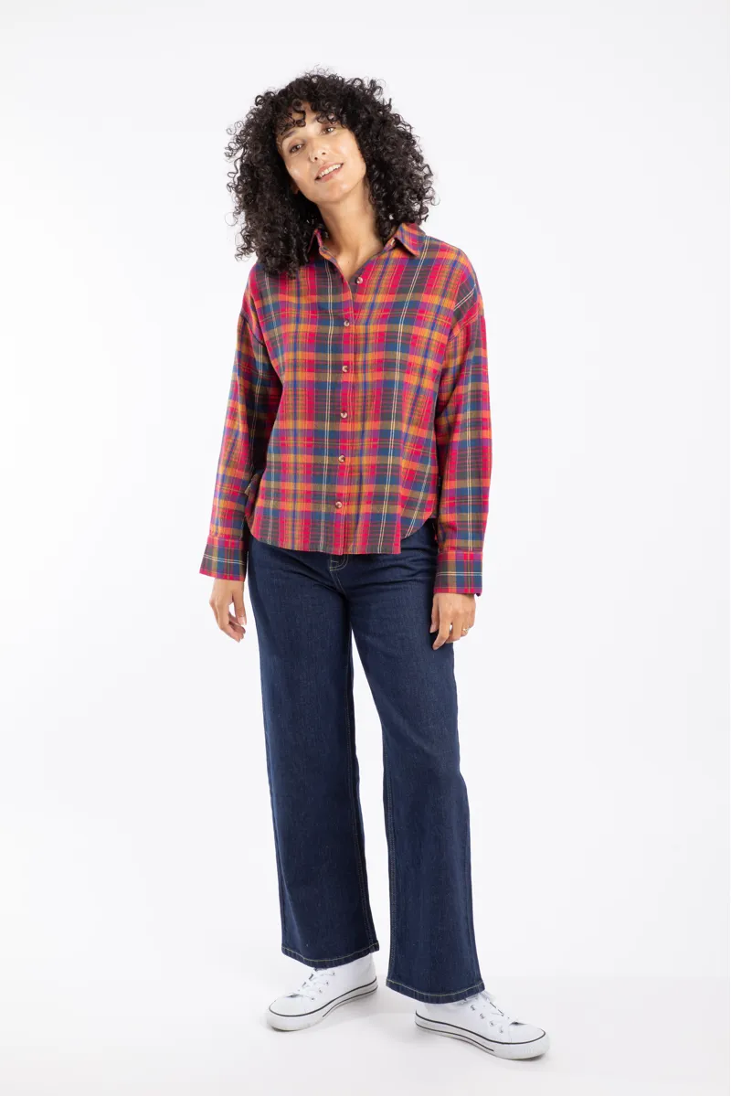 Weirdfish Lynsky  Brushed Check Shirt Womens in Fuchsia Punch