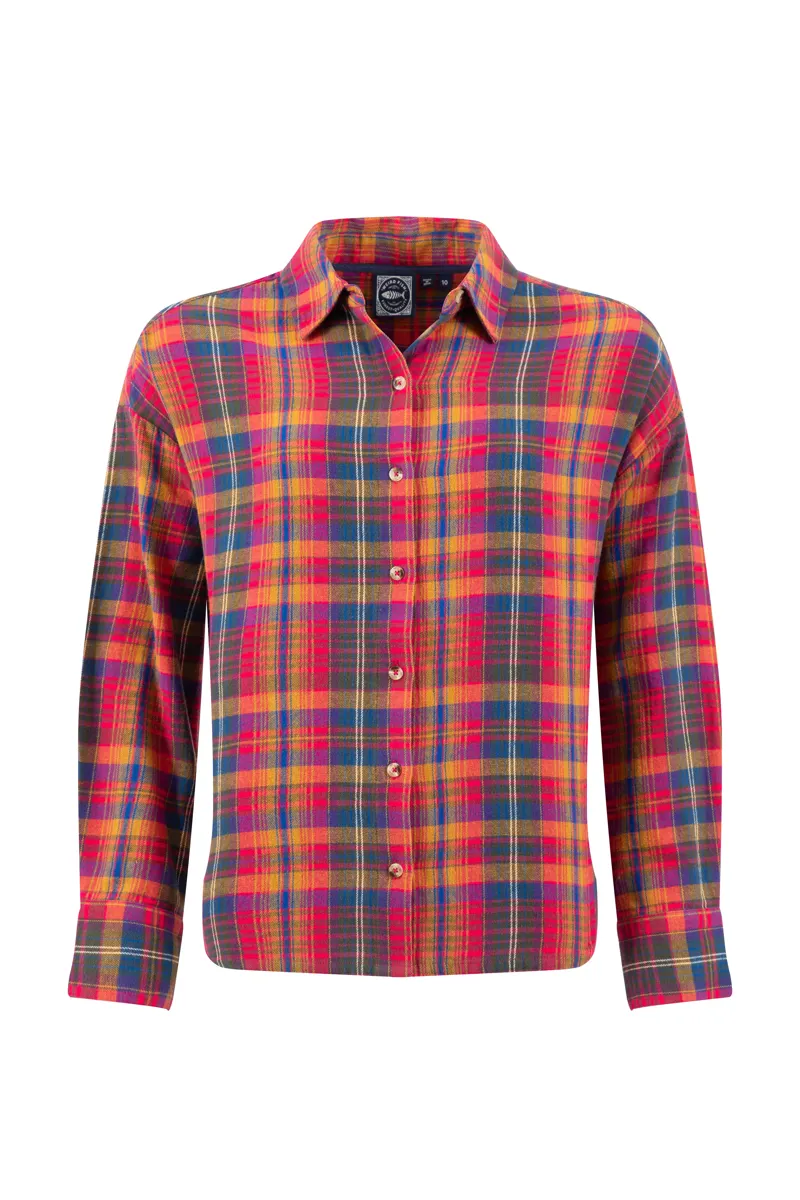 Weirdfish Lynsky  Brushed Check Shirt Womens in Fuchsia Punch-1