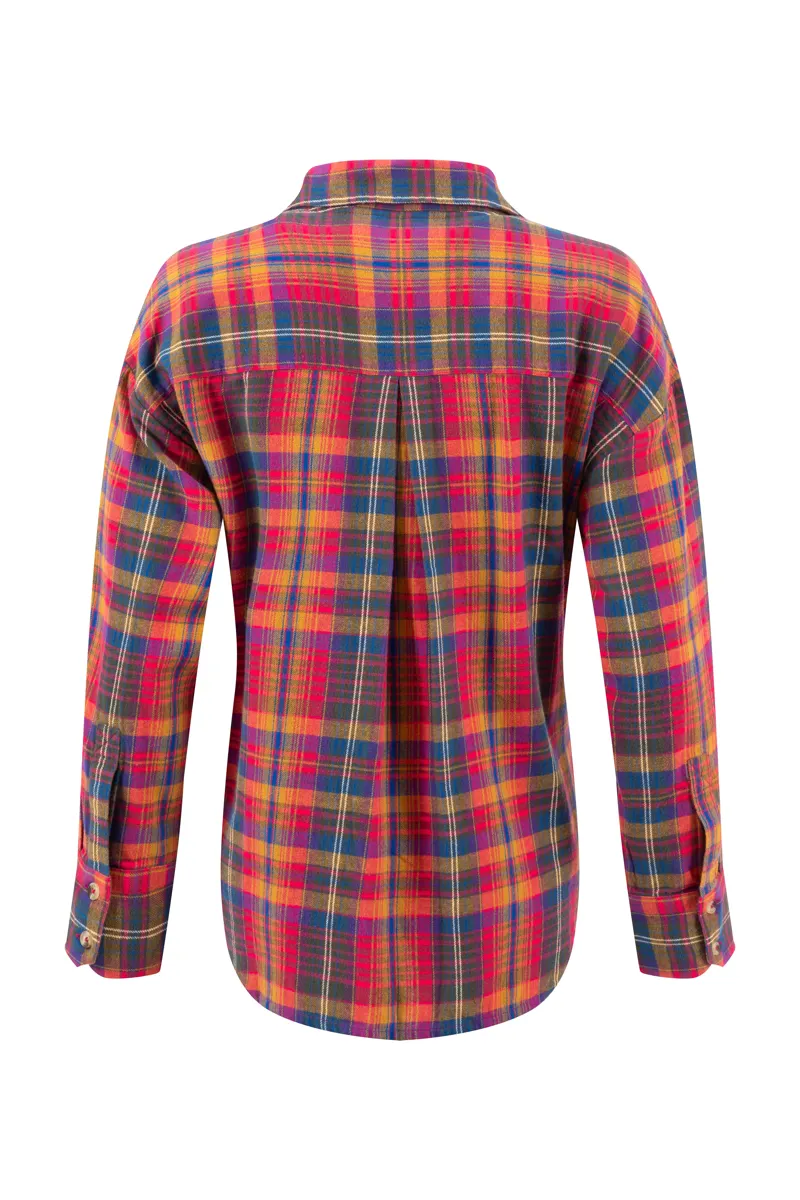 Weirdfish Lynsky  Brushed Check Shirt Womens in Fuchsia Punch-2