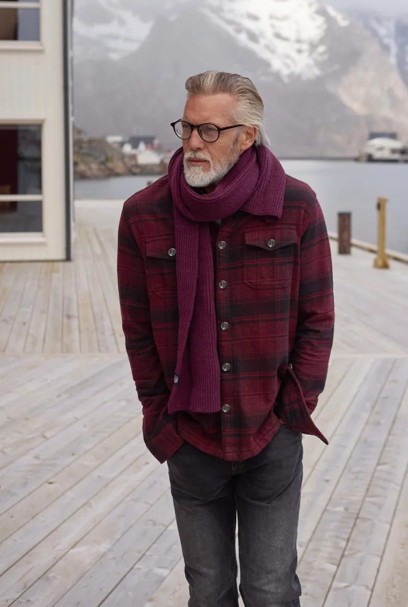 Weirdfish Bosco Check Over Shirt Mens in Garnet