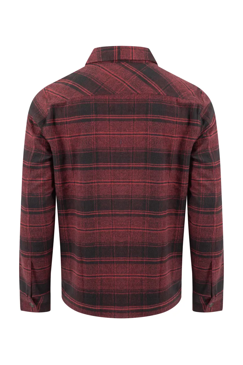 Weirdfish Bosco Check Over Shirt Mens in Garnet-6