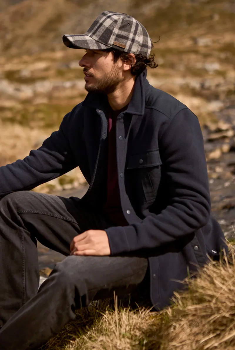 Weirdfish Boyd Plain Polar Fleece Shirt  Mens in Navy