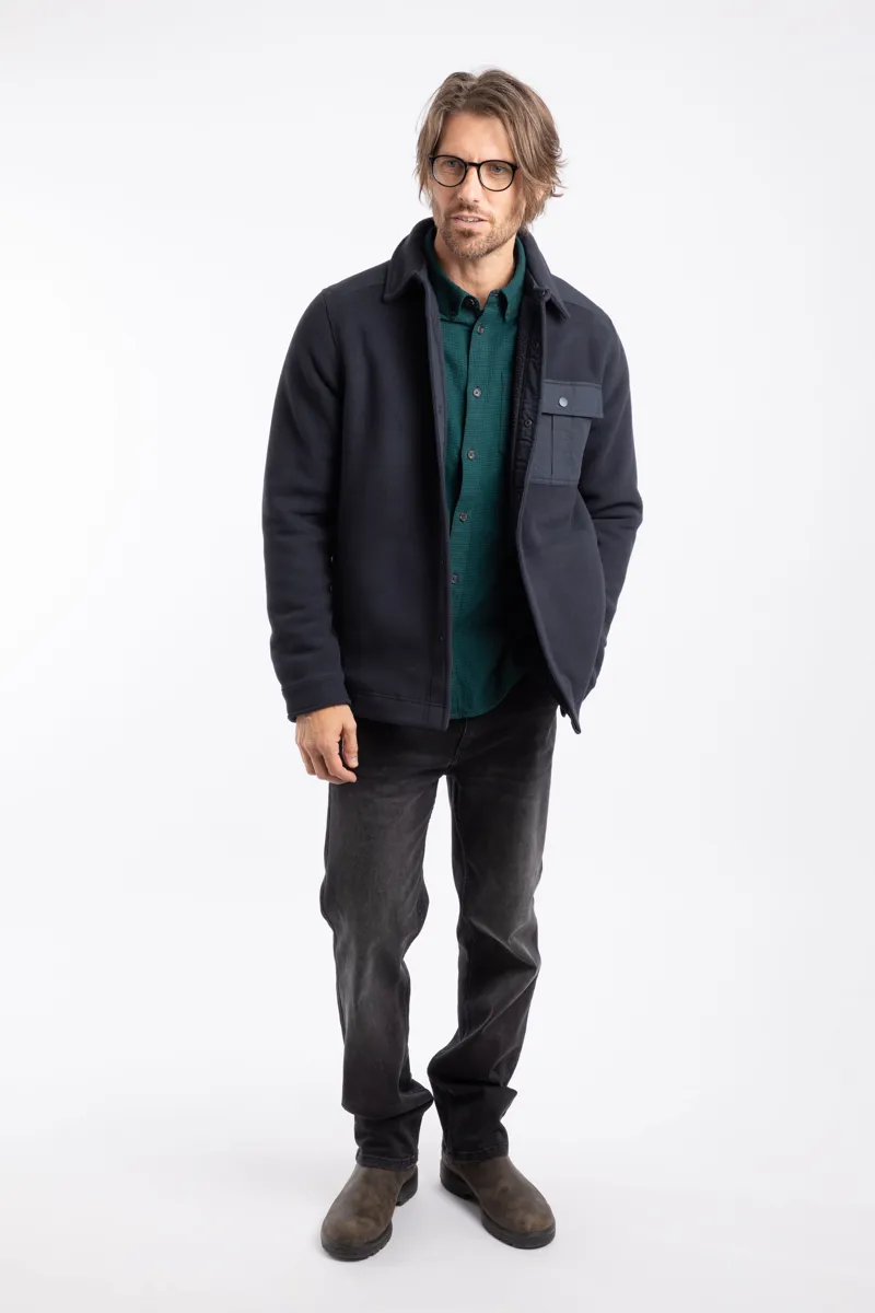 Weirdfish Boyd Plain Polar Fleece Shirt  Mens in Navy-9