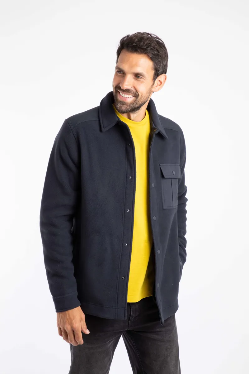 Weirdfish Boyd Plain Polar Fleece Shirt  Mens in Navy-1