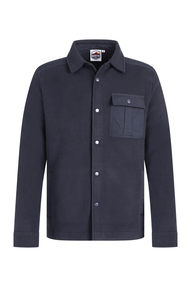 Weirdfish Boyd Plain Polar Fleece Shirt  Mens in Navy-2