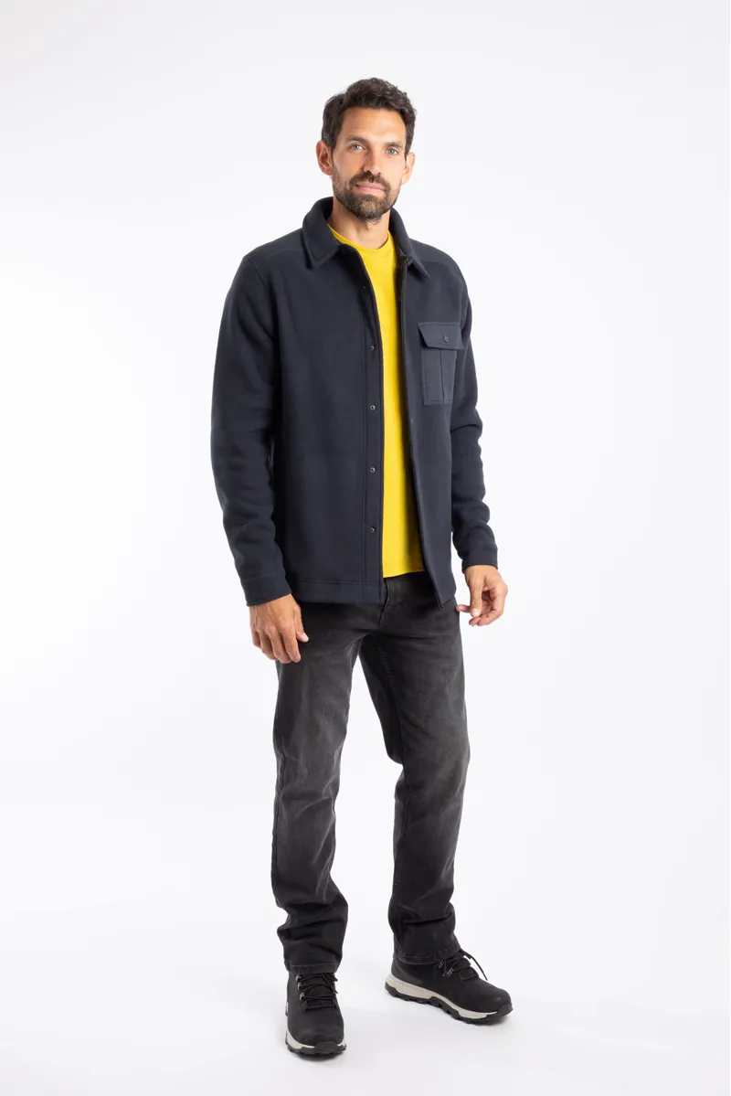 Weirdfish Boyd Plain Polar Fleece Shirt  Mens in Navy-4