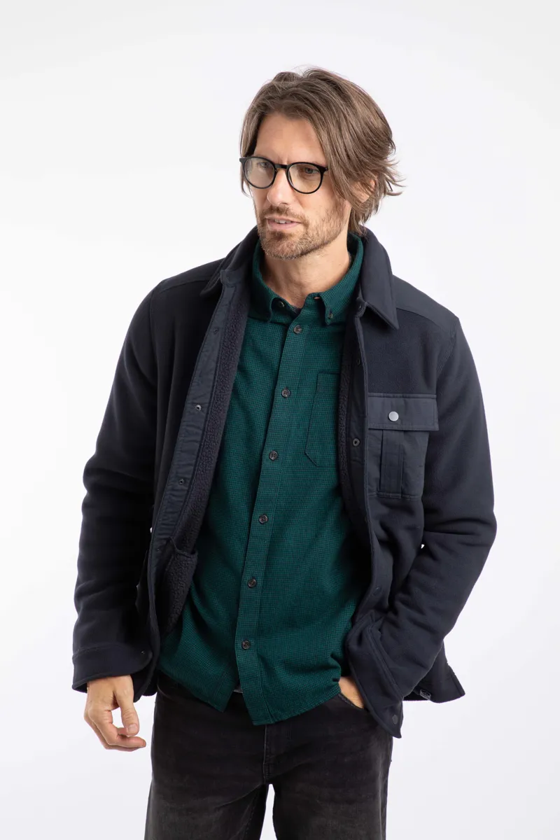 Weirdfish Boyd Plain Polar Fleece Shirt  Mens in Navy-8