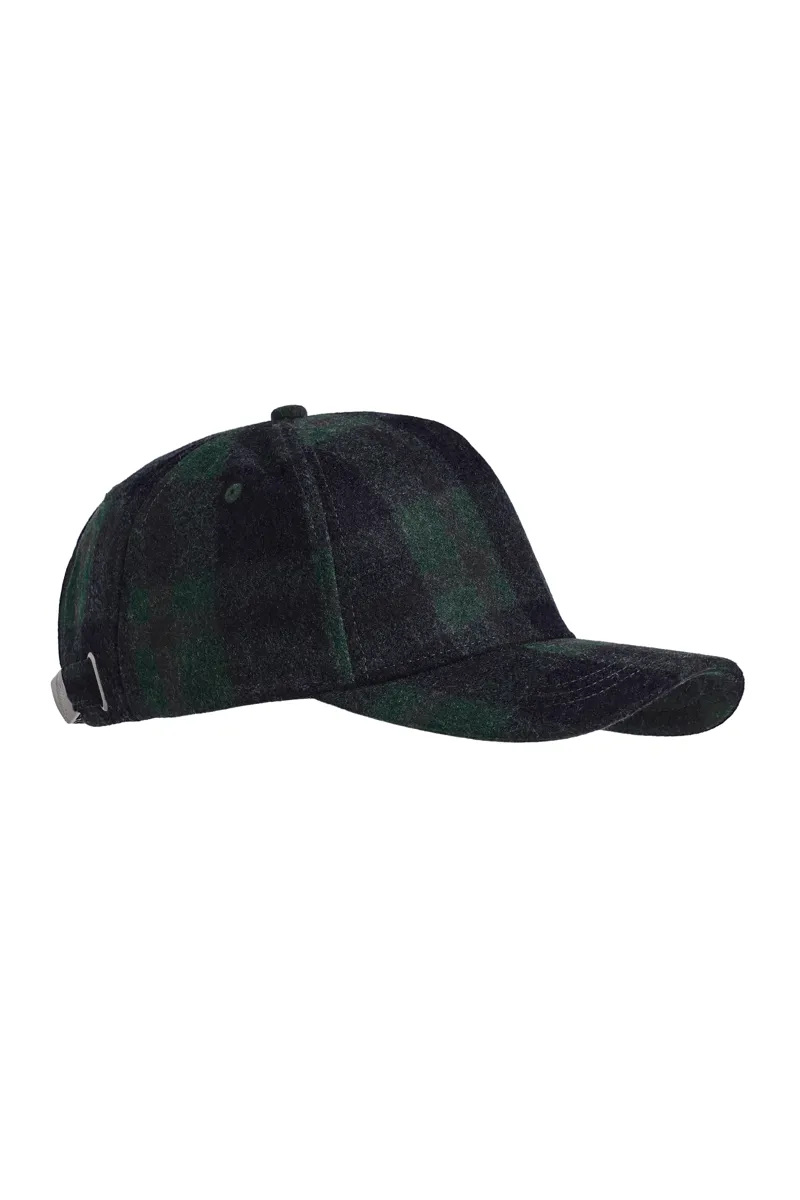 Weirdfish Falkirk Flannel Check Cap in Cedar Green-2