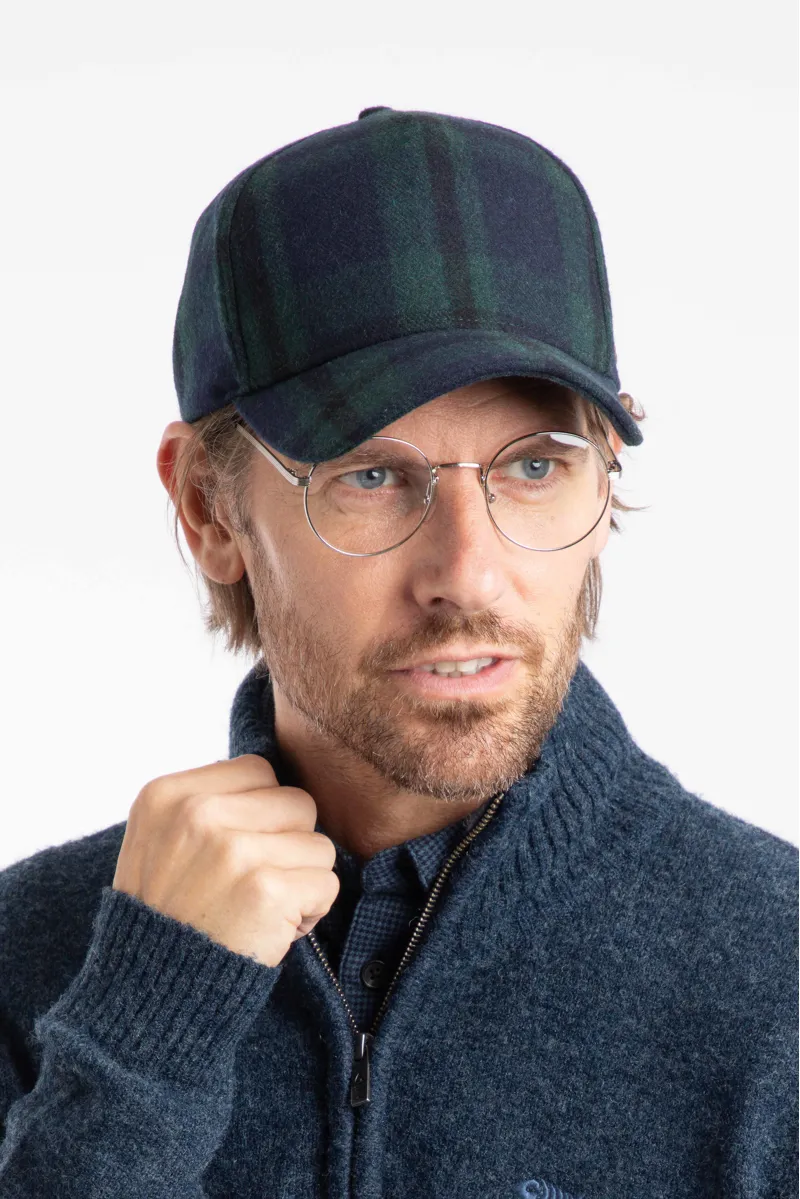 Weirdfish Falkirk Flannel Check Cap in Cedar Green-3