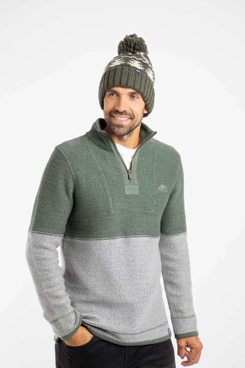 Weirdfish Scotsdale Eco Fair Isle Hat in Deep Lichen Green