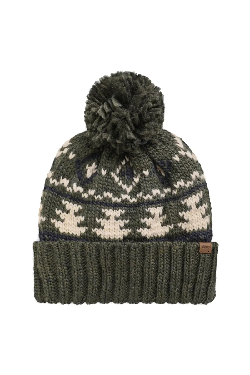 Weirdfish Scotsdale Eco Fair Isle Hat in Deep Lichen Green-1