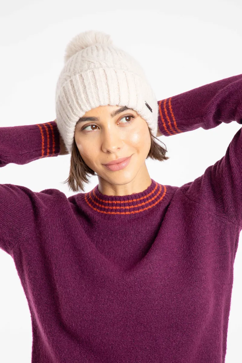 Weirdfish Blagdon Eco Sparkle Bobble Hat in Chalk-3