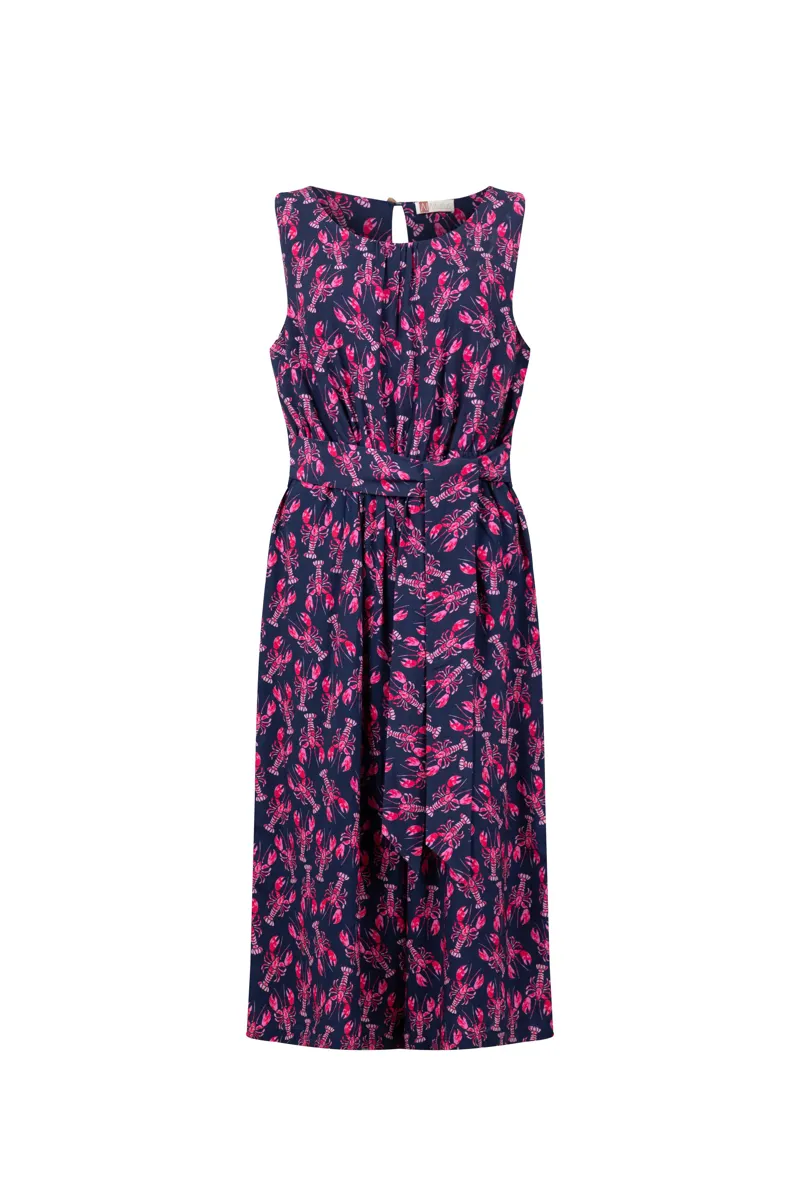 Weirdfish Nalani Printed Viscose Jumpsuit Womens in Midnight Navy-2