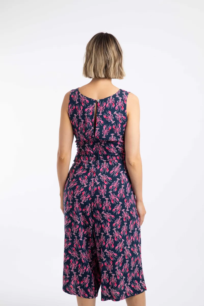 Weirdfish Nalani Printed Viscose Jumpsuit Womens in Midnight Navy-3