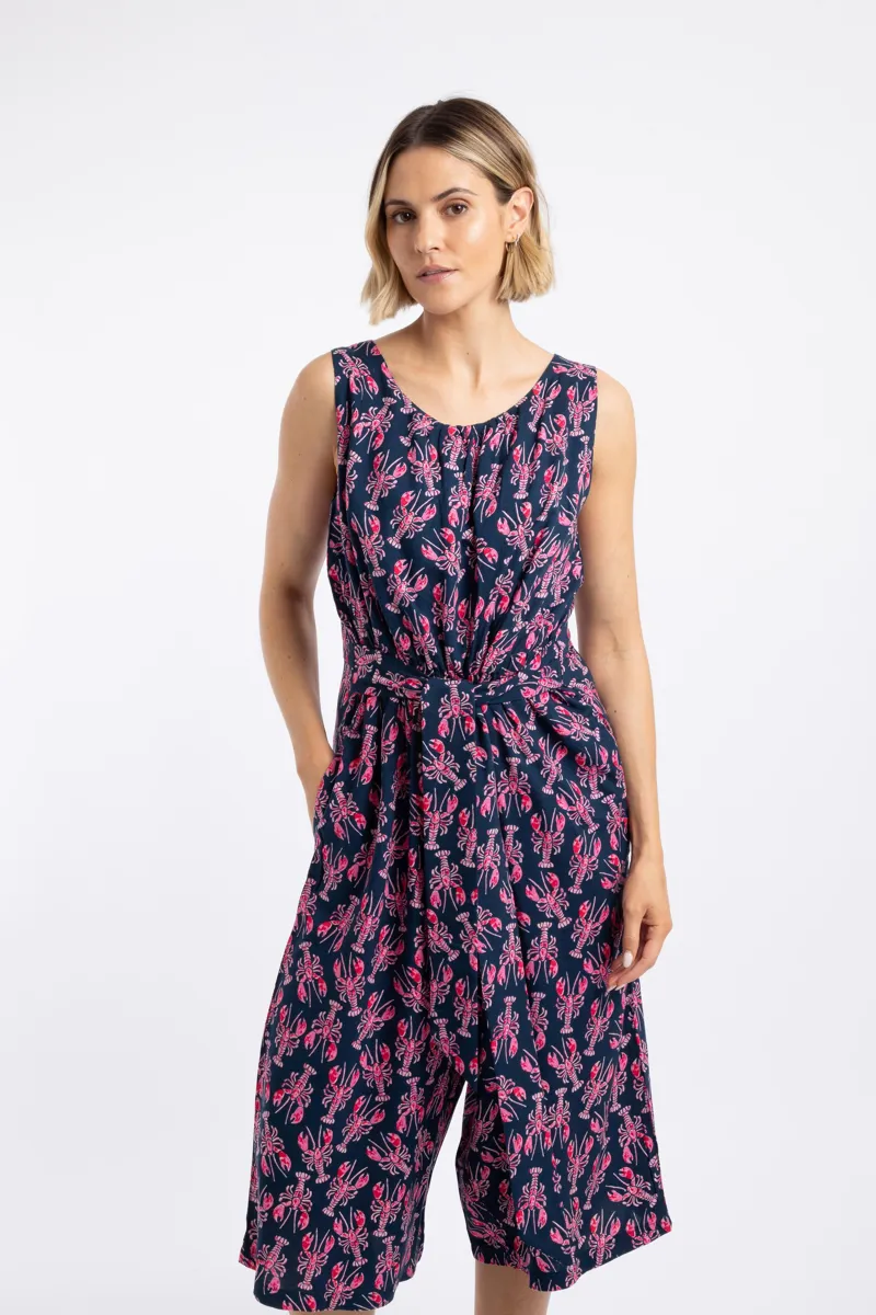 Weirdfish Nalani Printed Viscose Jumpsuit Womens in Midnight Navy-4