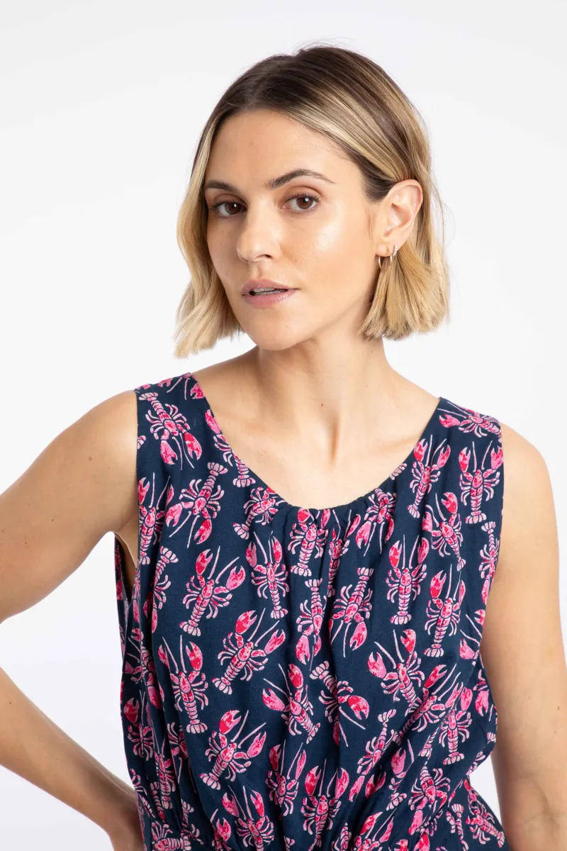 Weirdfish Nalani Printed Viscose Jumpsuit Womens in Midnight Navy-5