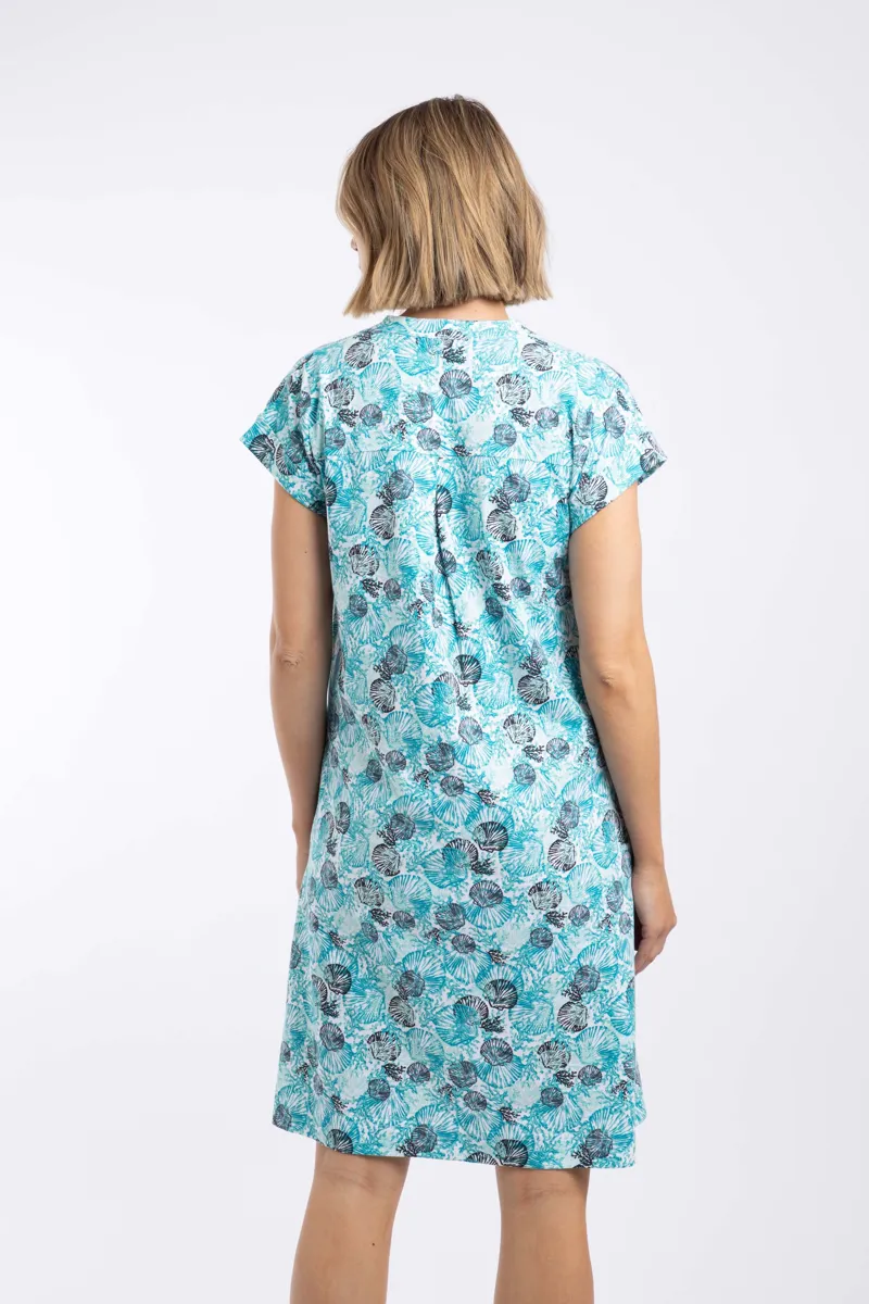 Weirdfish Suffolks  Printed Jersey Dress Womens in Ocean Blue-2