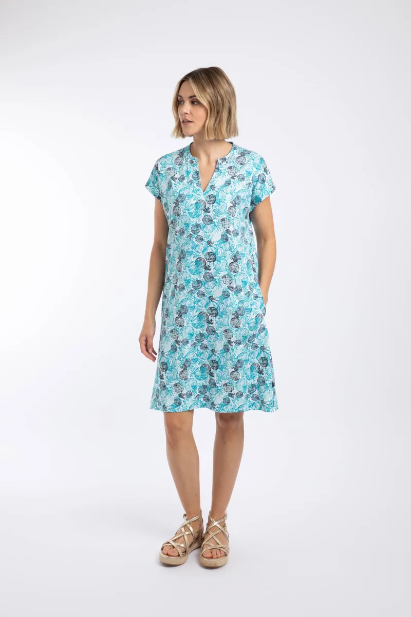Weirdfish Suffolks  Printed Jersey Dress Womens in Ocean Blue-3
