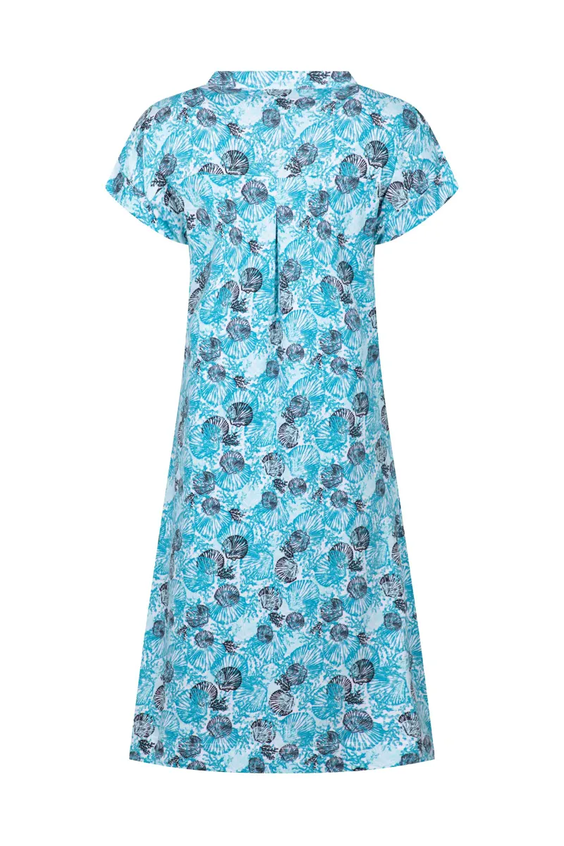 Weirdfish Suffolks  Printed Jersey Dress Womens in Ocean Blue-5