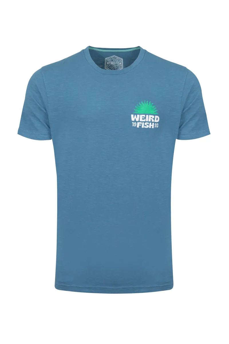 Weirdfish Sun Beam Heritage Wash  Graphic Tee Mens in Washed Blue-2