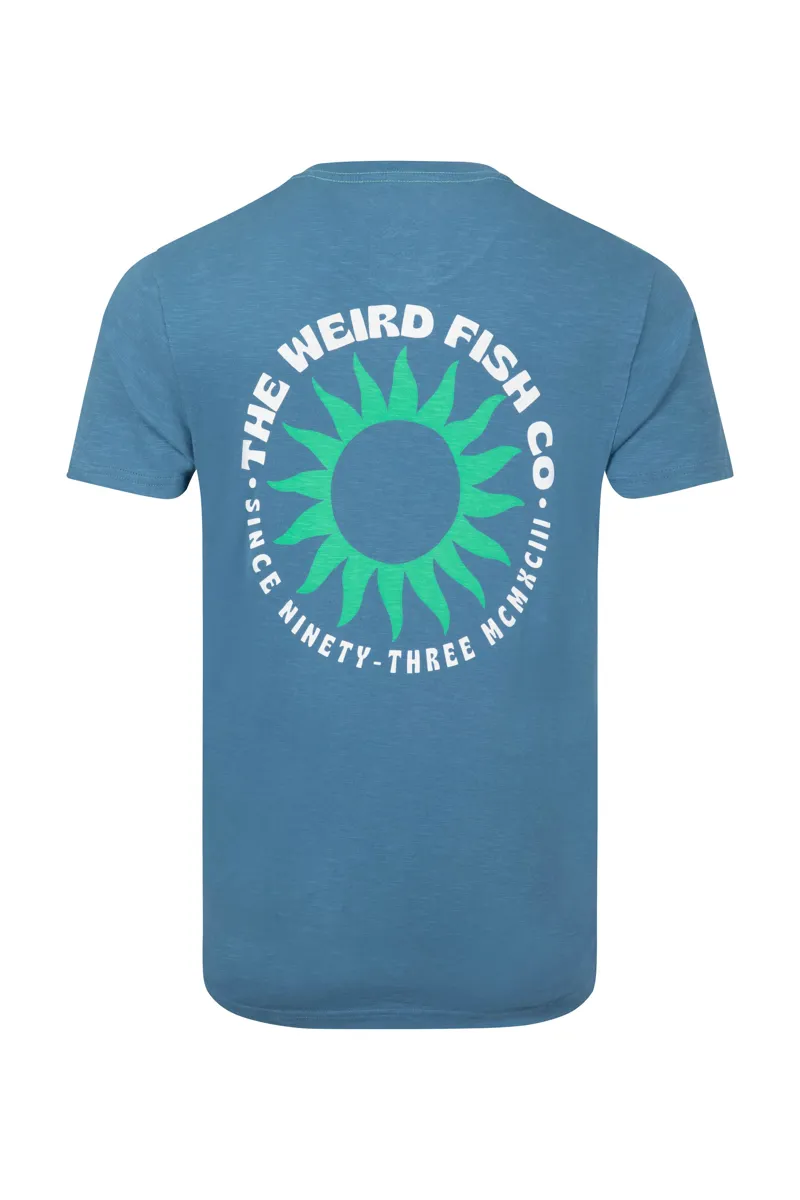 Weirdfish Sun Beam Heritage Wash  Graphic Tee Mens in Washed Blue-6