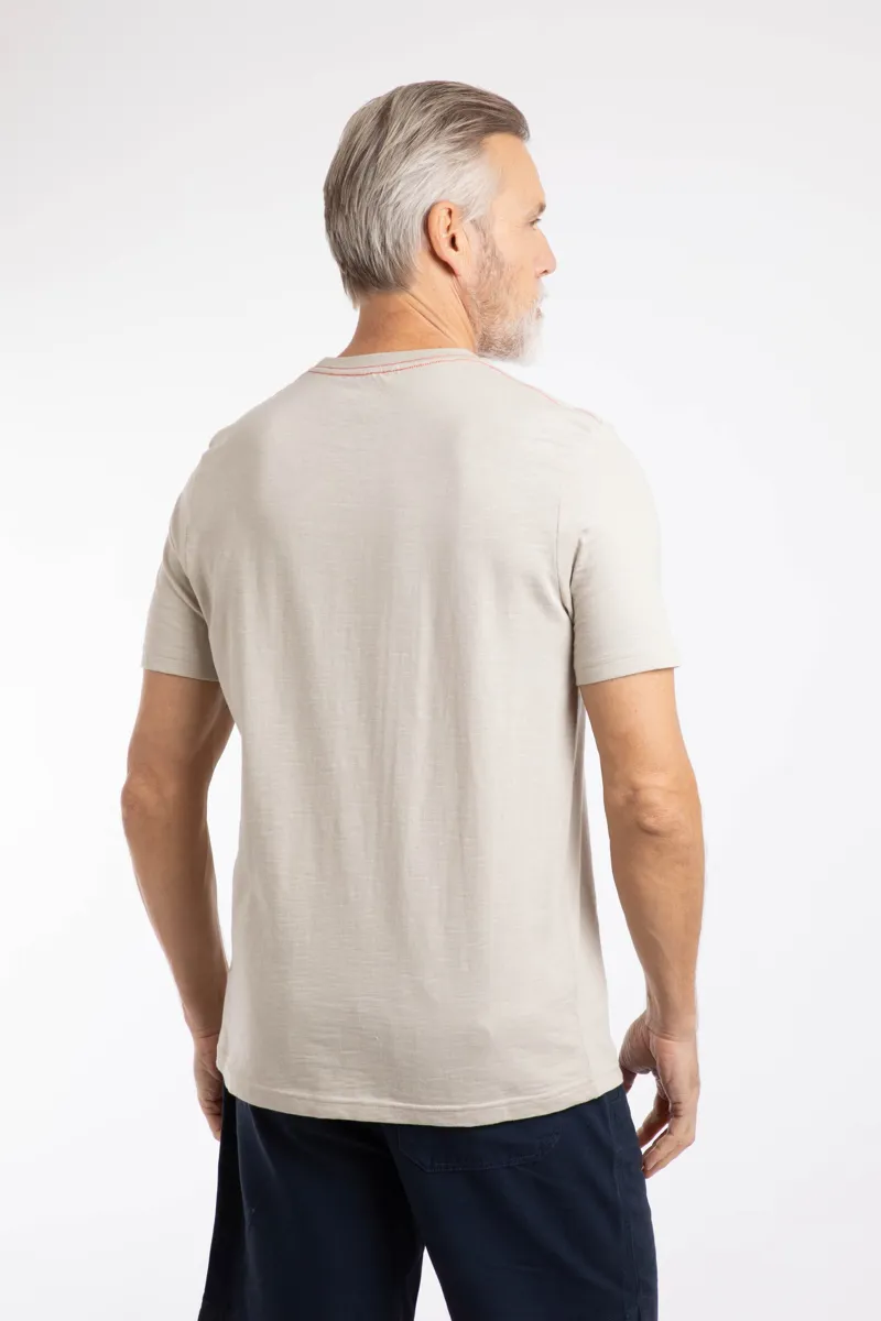 Weirdfish Cody Printed Stripe Tee Mens in  Egg Shell-2