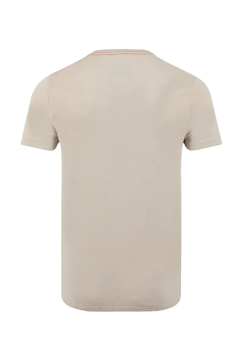 Weirdfish Cody Printed Stripe Tee Mens in  Egg Shell-5
