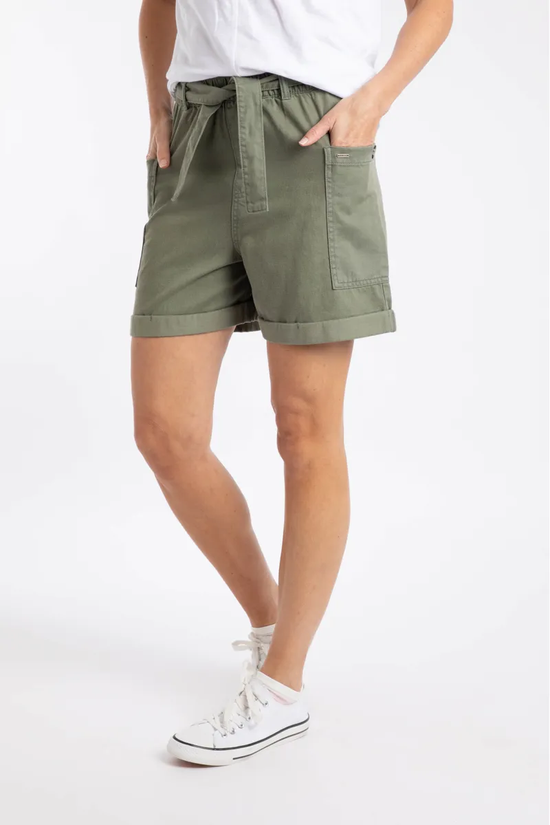 Weirdfish Cynthia Tencel Twill Short Womens in Woodlnd Sage