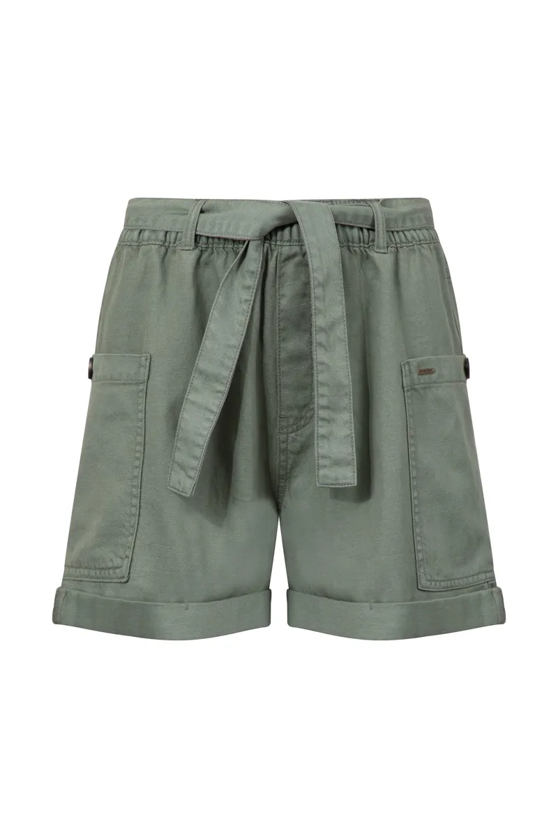 Weirdfish Cynthia Tencel Twill Short Womens in Woodlnd Sage-1