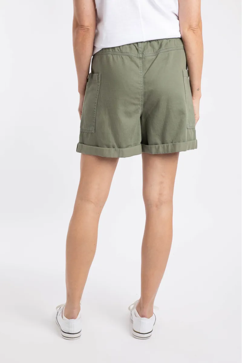 Weirdfish Cynthia Tencel Twill Short Womens in Woodlnd Sage-2