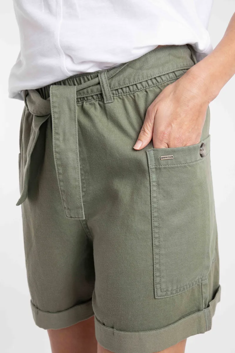 Weirdfish Cynthia Tencel Twill Short Womens in Woodlnd Sage-4