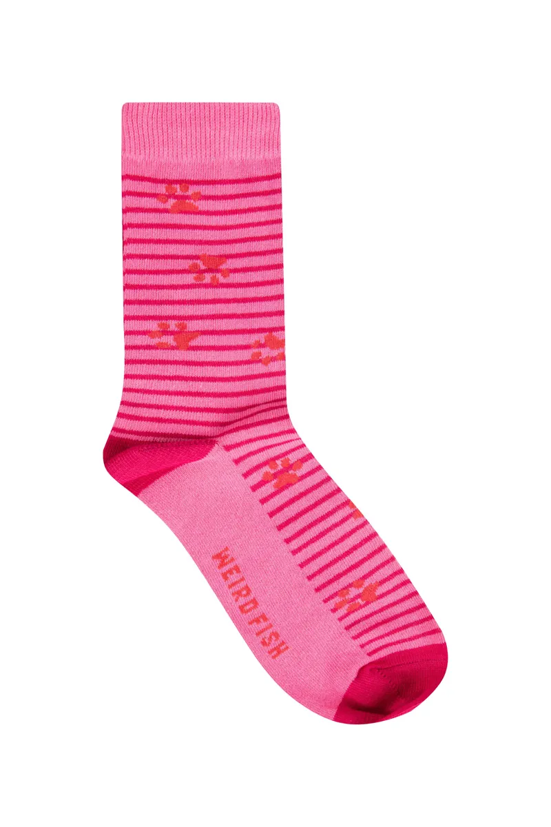 Weirdfish Parade Patterned Socks 3pk Womens in Hot Pink-1