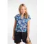 Weirdfish Alia Organic Cotton Printed Jersey Top Womens in Blue Indigo