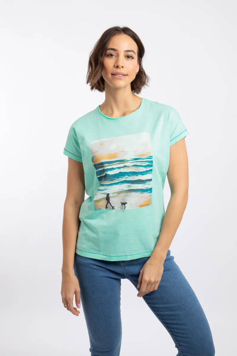 Weirdfish Walking Club Organic Cotton Graphic Tee Womens in Apple Mint