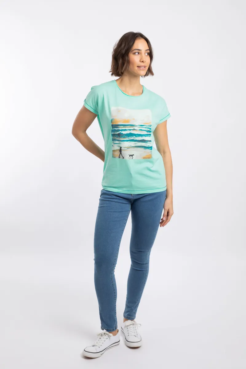 Weirdfish Walking Club Organic Cotton Graphic Tee Womens in Apple Mint-3