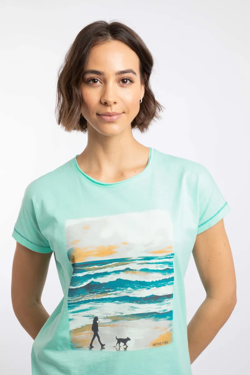Weirdfish Walking Club Organic Cotton Graphic Tee Womens in Apple Mint-4