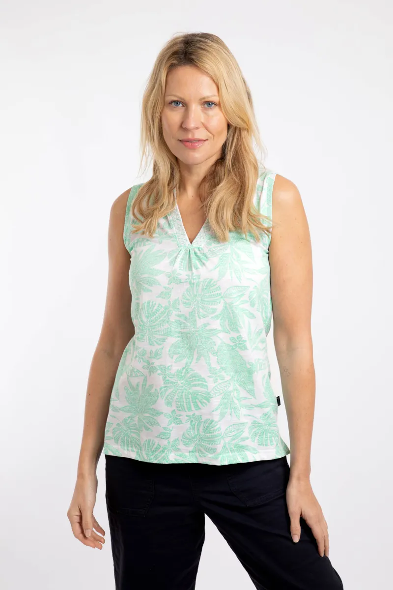 Weirdfish Nonno Organic Cotton Jersey Vest  Womens in Apple Mint