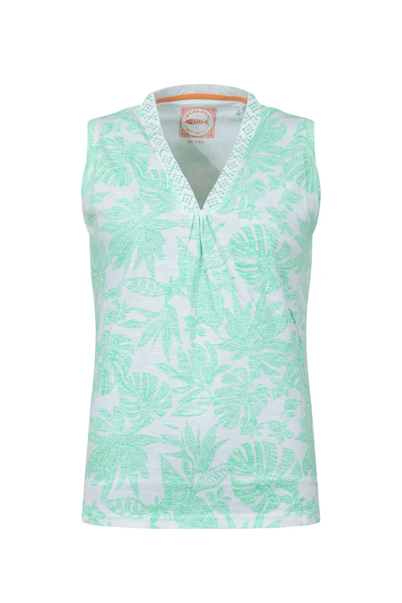 Weirdfish Nonno Organic Cotton Jersey Vest  Womens in Apple Mint-1