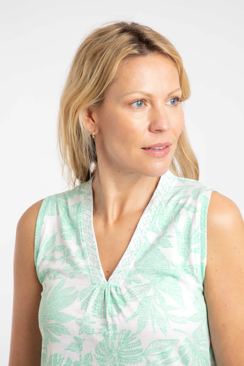 Weirdfish Nonno Organic Cotton Jersey Vest  Womens in Apple Mint-4