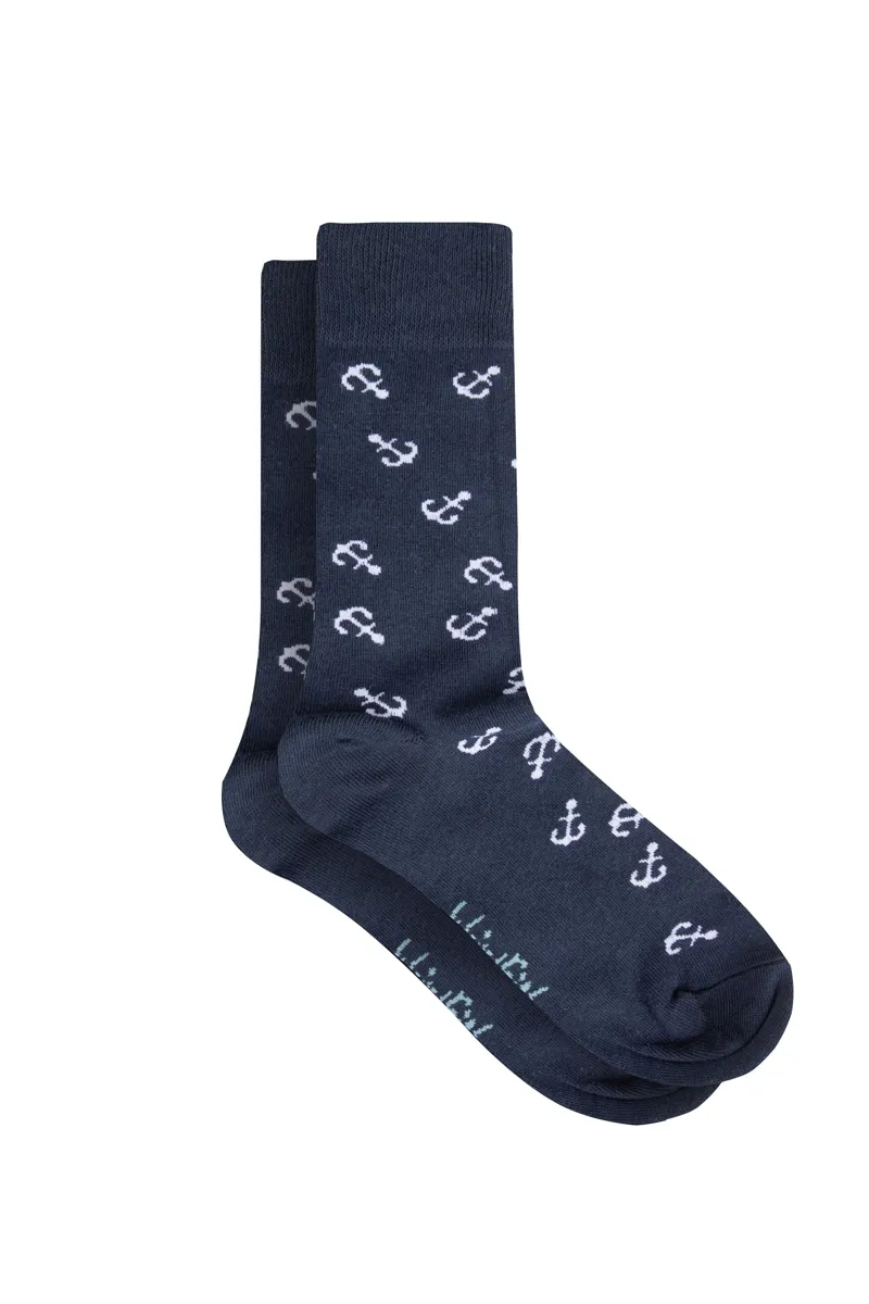 Weirdfish Wyatt Patterned Socks 3pk Mens in Dark Navy-2