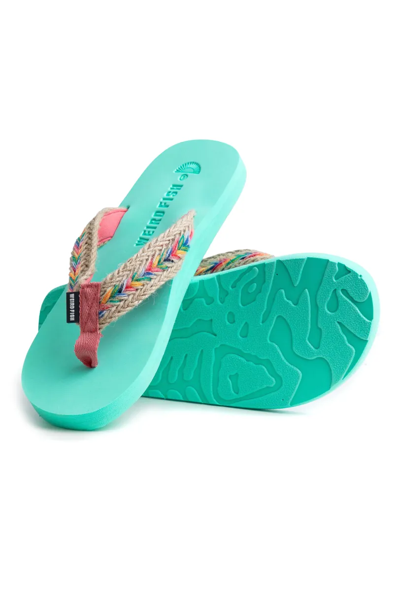 Weirdfish Adila Braided Flip Flop Womens in Bevelled Glass-3