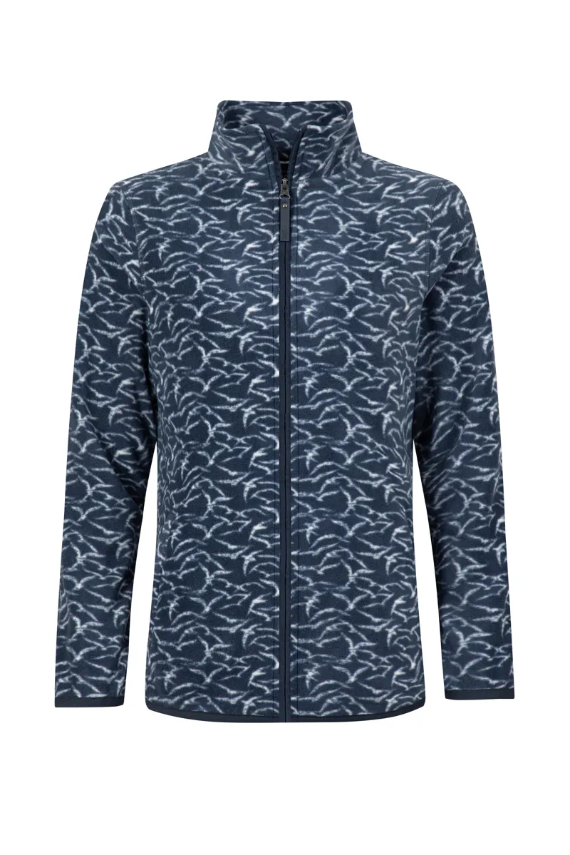 Weirdfish Rochelle Full Zip Printed Micro Fleece Womens in Night Blue-1