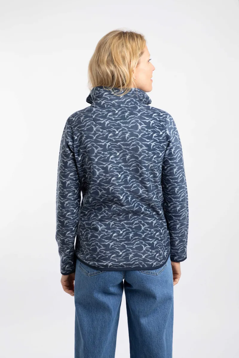 Weirdfish Rochelle Full Zip Printed Micro Fleece Womens in Night Blue-2