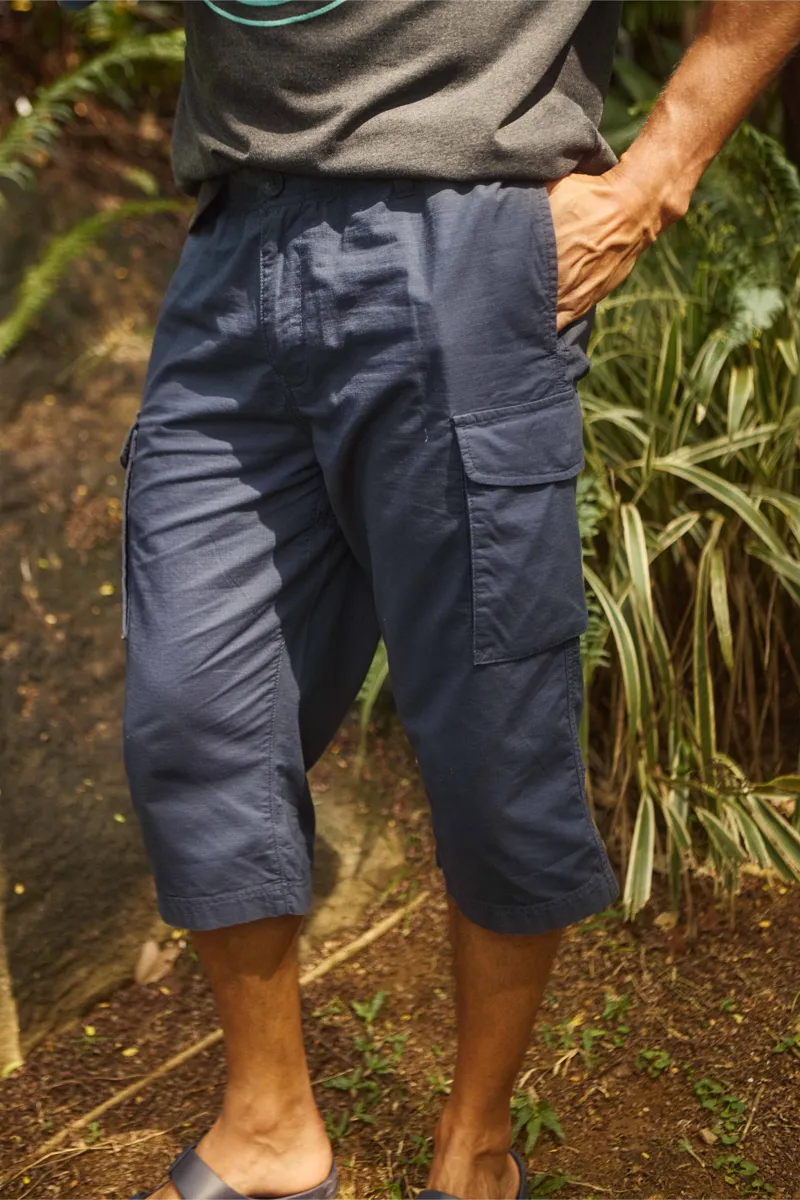 Weirdfish Summersville Cargo 3/4 Length Trouser in Navy-7