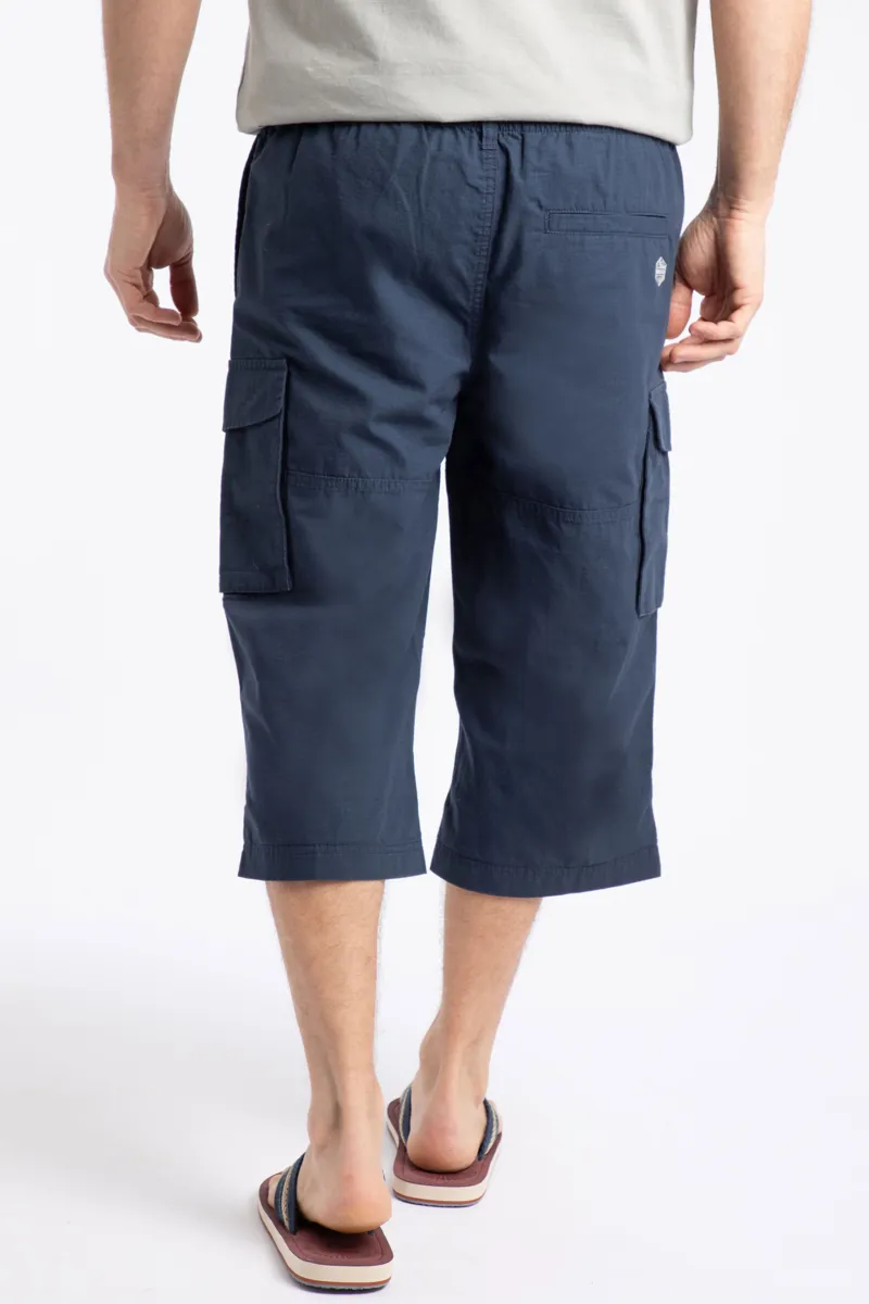 Weirdfish Summersville Cargo 3/4 Length Trouser in Navy-3