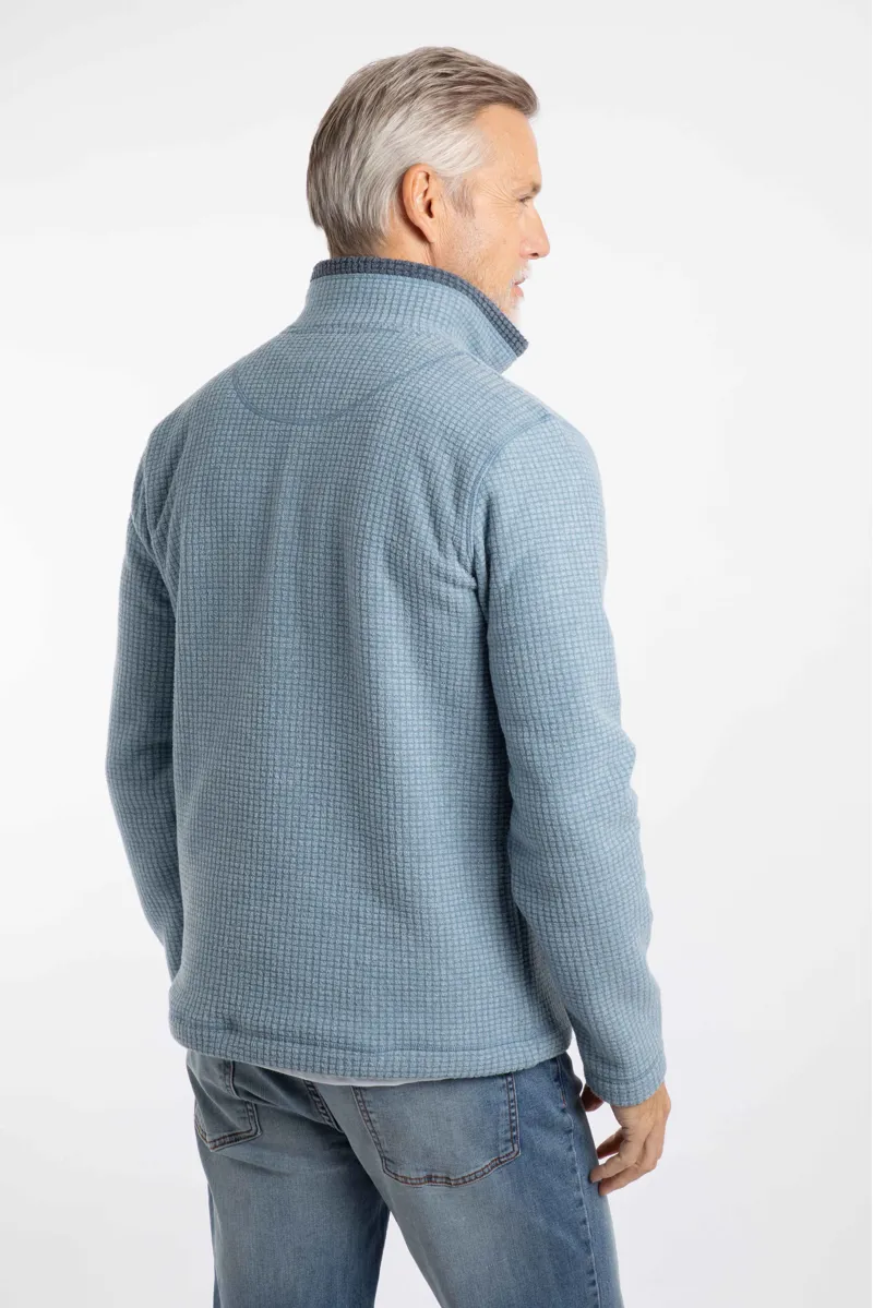 Weirdfish Newark 1/4 Zip Grid Fleece Mens in Light Blue-2
