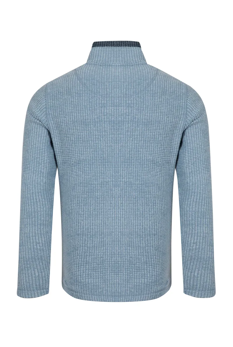 Weirdfish Newark 1/4 Zip Grid Fleece Mens in Light Blue-5