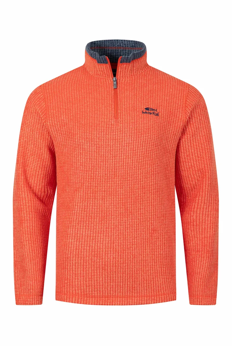 Weirdfish Newark 1/4 Zip Grid Fleece Mens in Orange Spice-1