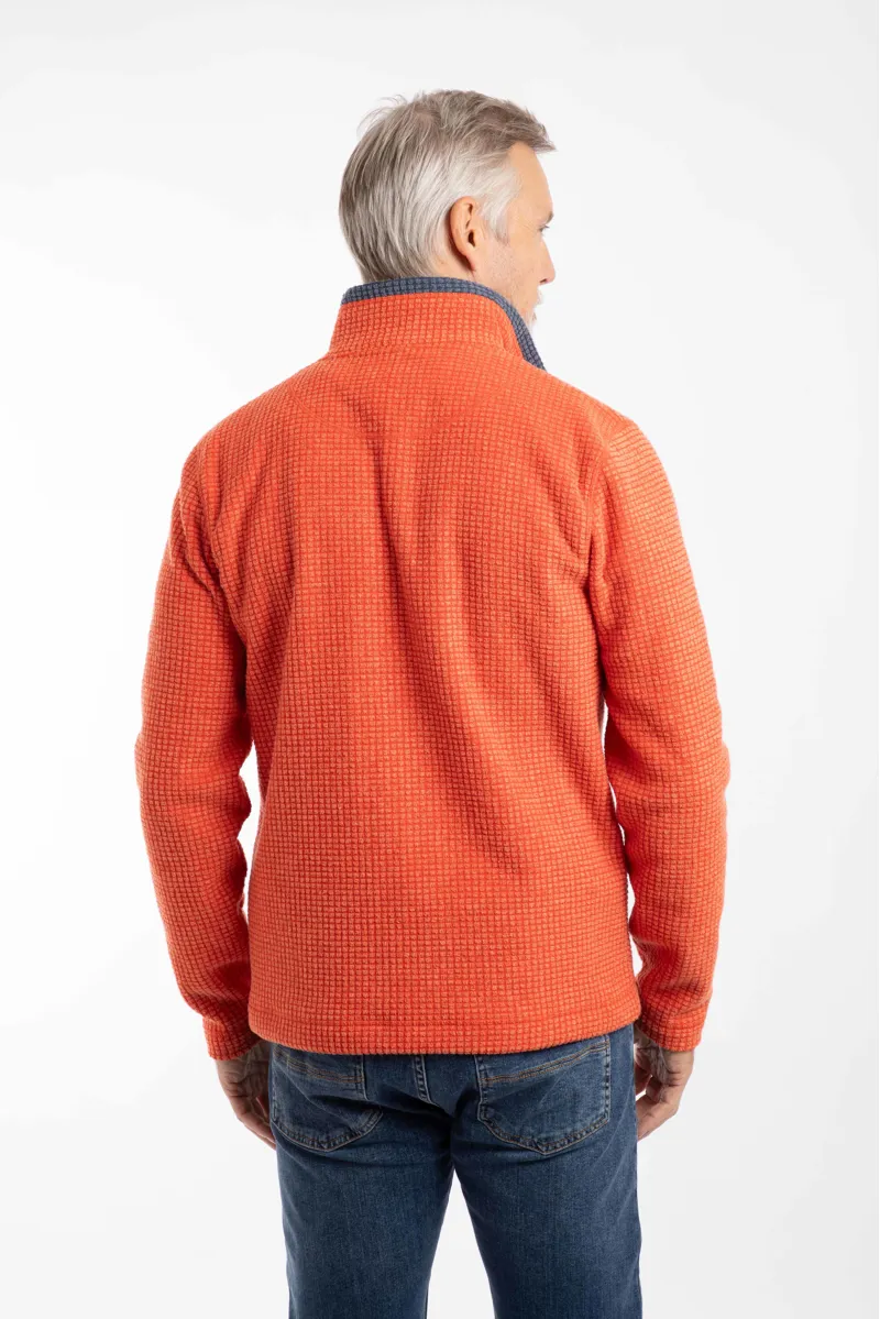 Weirdfish Newark 1/4 Zip Grid Fleece Mens in Orange Spice-2